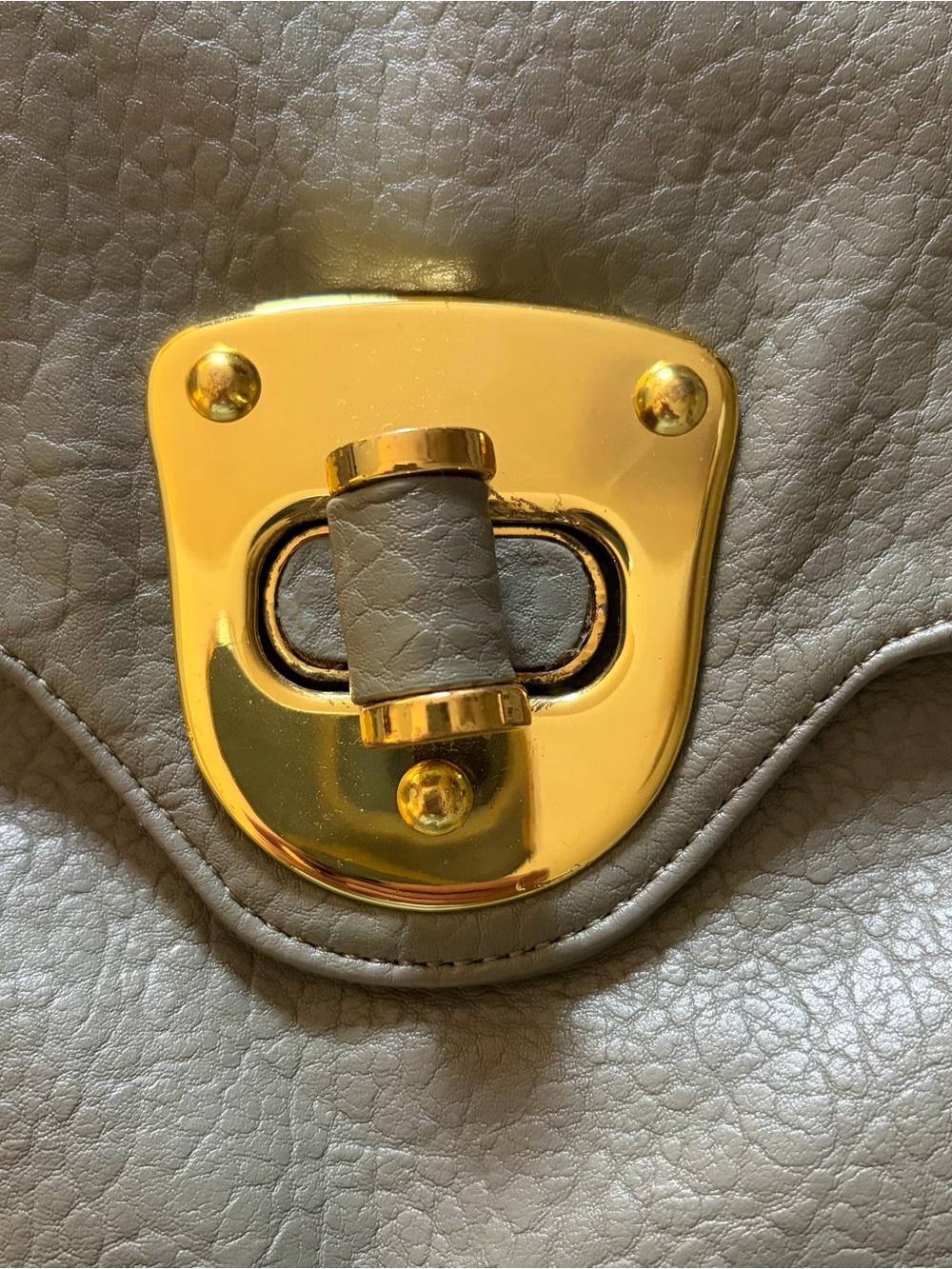 Olive Green Pleather Fold-Over Clutch with Gold Hardware - Picture 2 of 12